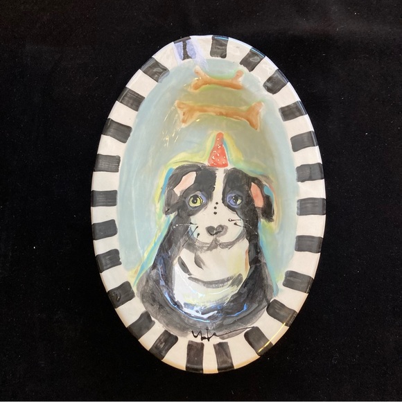 Handmade Ceramic Oval Serving Tray “Dog Dreams ” 12”x8”Original Design - Picture 7 of 13